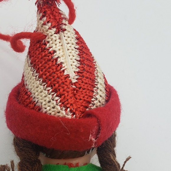 Girl Elf Christmas Ornament/Doll Brown Hair & Braids Approx 8" - Picture 3 of 3